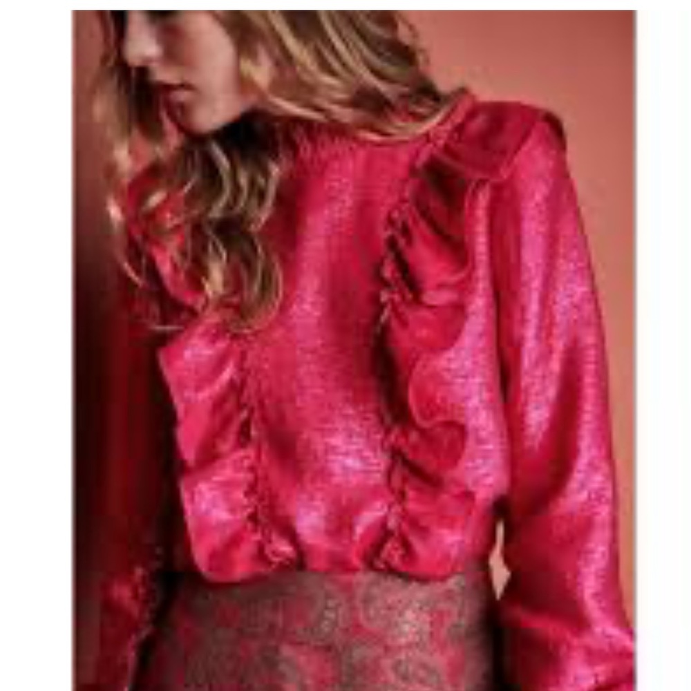 Sezane Filomena Pink Ruffle Blouse - Picture 2 of 2